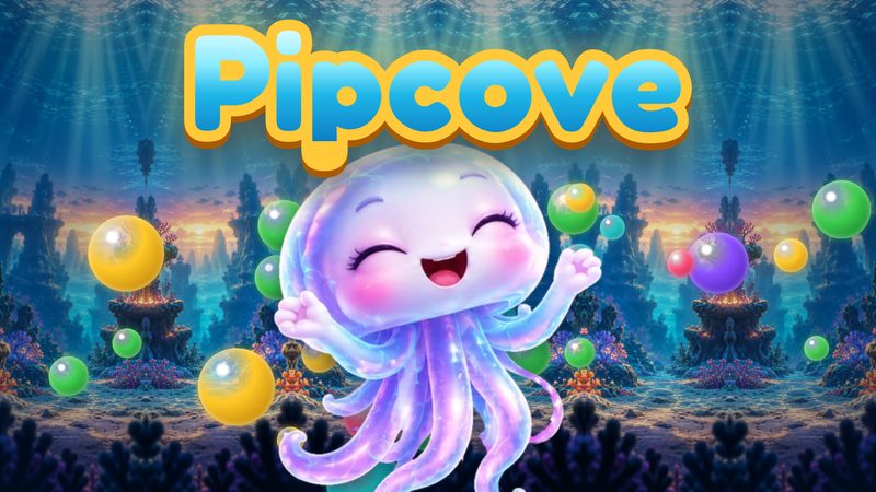 Pipcove cover picture: Pip the jellyfish among bubbles under the title