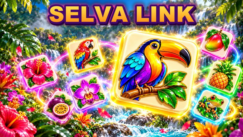 Selva Link cover picture: jungle tiles with a toucan, flowers and fruit